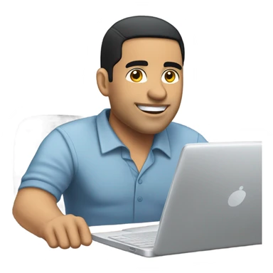 Working at my desk remotely from home balding Hispanic male with black hair and lighter skin sticker