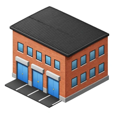 a 2d warehouse in black and white for a report from the outside. It should be the size of an emoji sticker