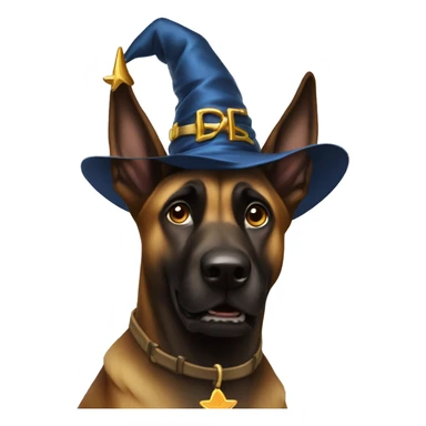 malinois dog with wizard scared sticker