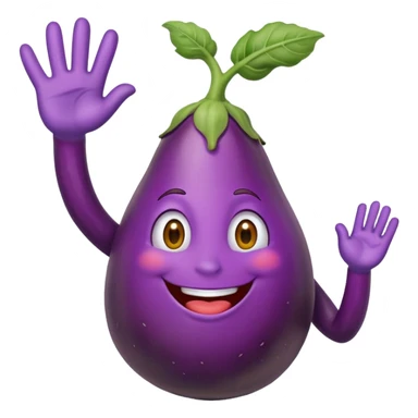Eggplant saying hi sticker