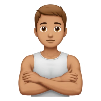 Man crossing his arms holding his neck  sticker