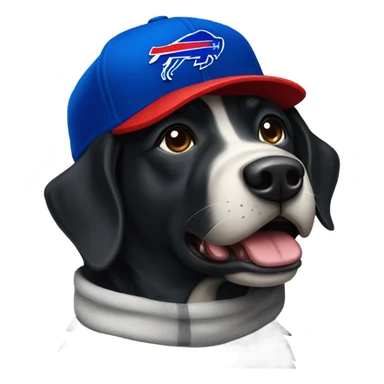 Black dog in buffalo bills hat sticker