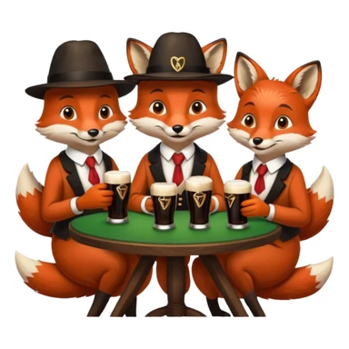 Three foxes sitting at a round table drinking Guinness sticker