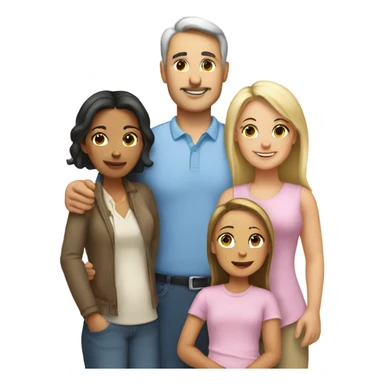 White family mom and dad with two girl daughters sticker