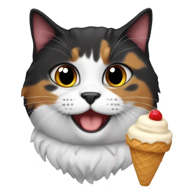 Icecream with fat calico cat sticker