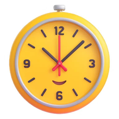 clock emoji, 3D Microsoft fluent style, shiny, clear face sticker