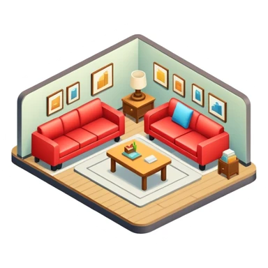 Isometric furniture factory with sofa sign sticker