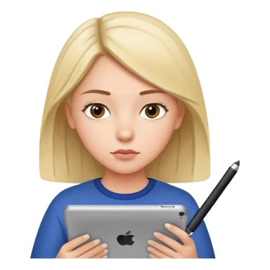 girl suing ipad with pen sticker