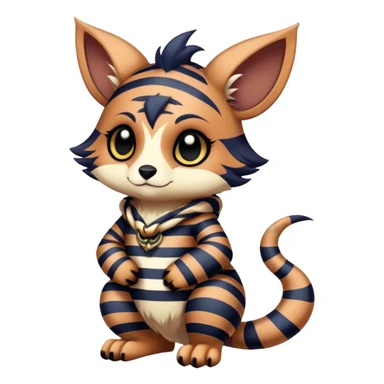 cute Kawaii edgy shy fantasy animal fursona Fionbri Vernid creature by griffsnuff & LiLaiRa & Falvie with with cool stripes patterns full body sticker