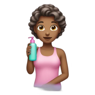 girl with shampoo bottle in her hands sticker