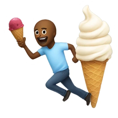 Ice cream chasing a man sticker