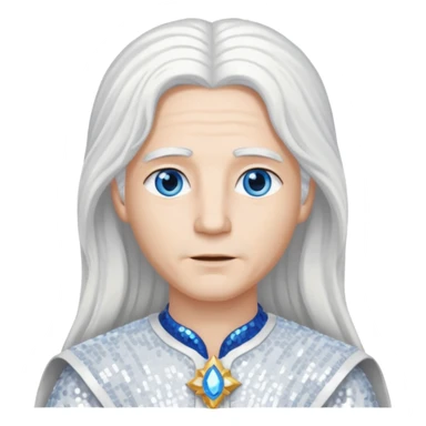 God from The Bible with long white hair, white sequin outfit sticker