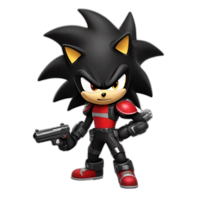 Shadow the hedgehog with a pistol sticker