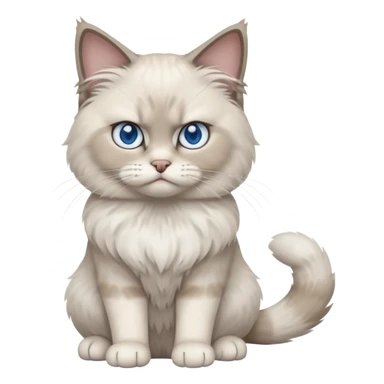 Angry blue eyed Ragdoll cat sitting full body sticker