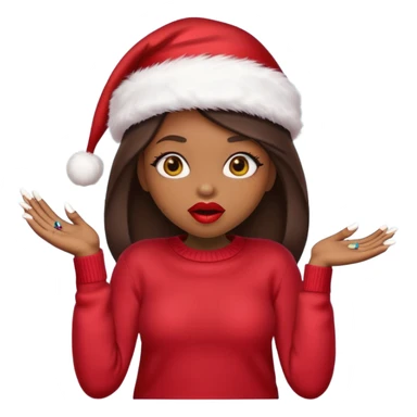 Sassy, cunty, girly Santa emoji with big lips, fake nails, and a sweater, and a santa hat (similar emoji style to uploaded). Yellow emoji. sticker