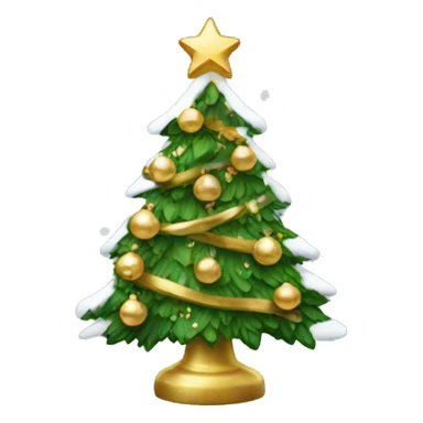 christmas tree with gold ornaments and snow on it sticker