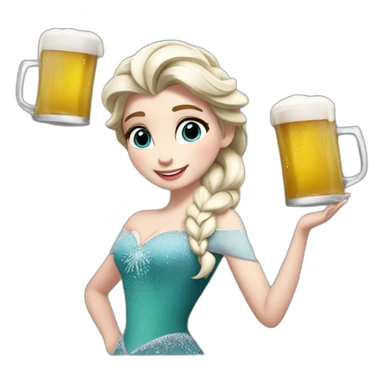 Elsa la reine des neiges qui boit une bière sticker