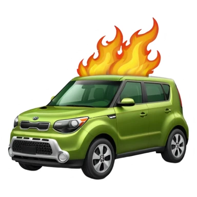 green kia soul on fire sticker