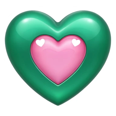 emerald heart with one mini pink heart inside of it  sticker