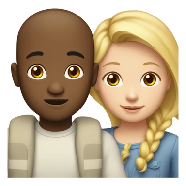 Couple with three kids. Mixed man. White woman. Two white toddlers. One mixed young girl sticker