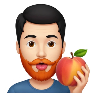 Black hair Man red beard licking peach sticker