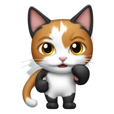 calico cat using fight gloves sticker