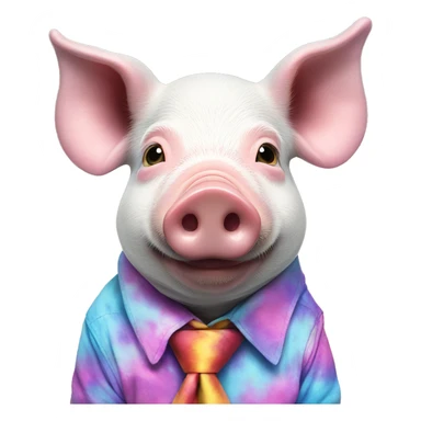 Pig wearing tie dye sticker