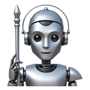 robot conductor, face only, with some staffs sticker