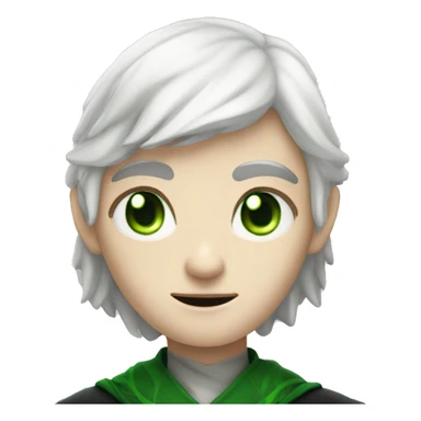 teenage white-skinned wizard with black hair, green eyes in green disgue sticker