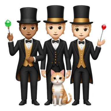 magician couple and their pet cat sticker