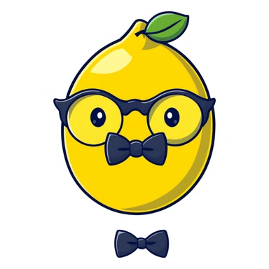 lemon with a face, monocle, and bow tie sticker
