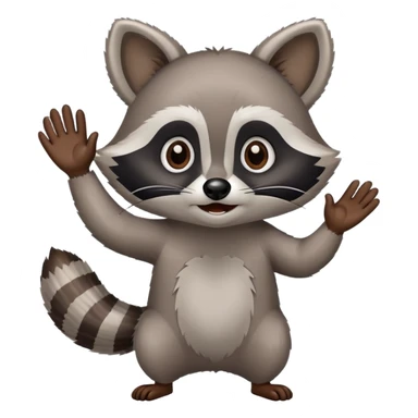 raccoon waving enthusiastically sticker