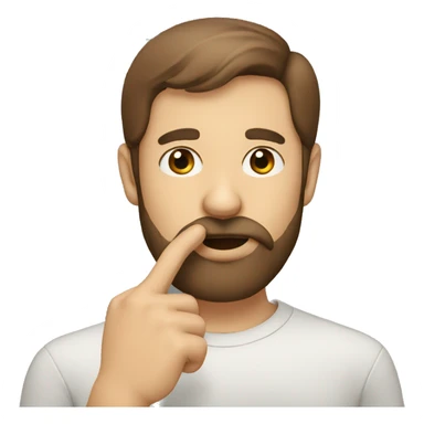 a bearded man with short brown hair, shushing with his finger sticker