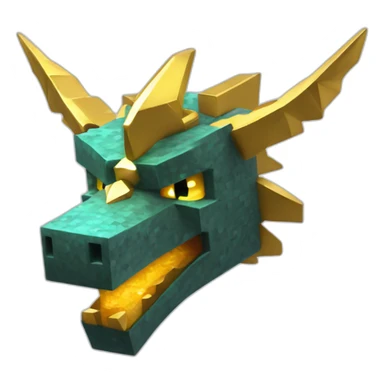 Minecraft Glitter Gold Dragon Head With Diamond Horn sticker