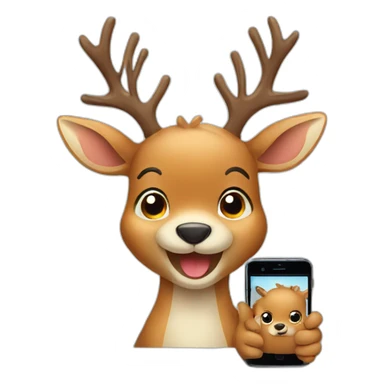 Happy deer with smartphone sticker
