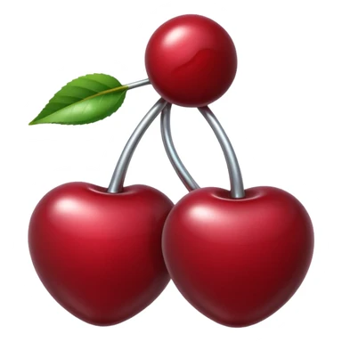A pair of cherries emoji made of liquid silver chrome, smooth rounded shapes, glossy metallic surface, subtle sensual vibe, luxury sexy aesthetic, iOS emoji style, centered, clean white background sticker