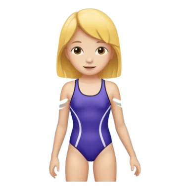 a 12 year old girl in a swim suit, with mountain background sticker