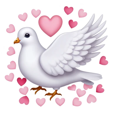 Pastel white-pinkish Romantic dove with hearts and rose-petals sticker