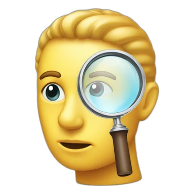 thinking head with a magnifying glass): to indicate investigation or in-depth research on a subject sticker