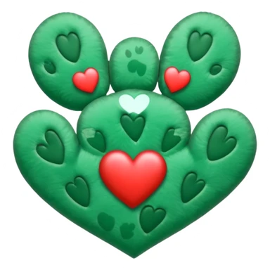 G.reen paw print with a heart sticker