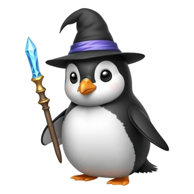 penguin wizard with wand and hat sticker
