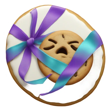 Purple and teal Suicide awareness ribbon on heart cookie sticker