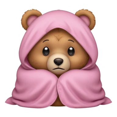 Scared teddy bear hiding under light pink covers sticker