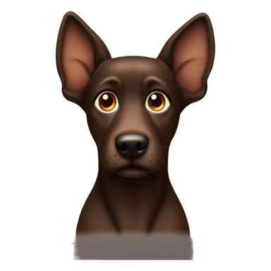 Dark brown dog with one ear half up and one ear down with a long snout darker brown only sticker