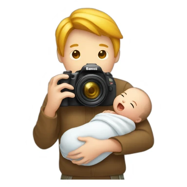 photographer photographing a newborn sticker