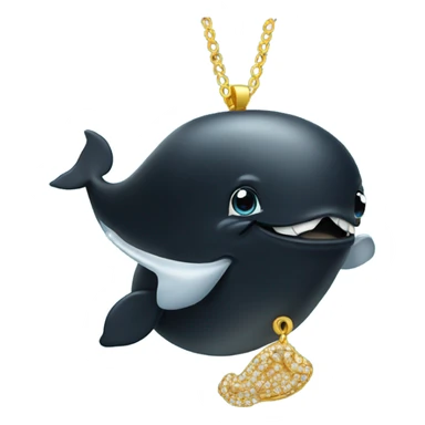 Black whale wearing gold necklace sticker