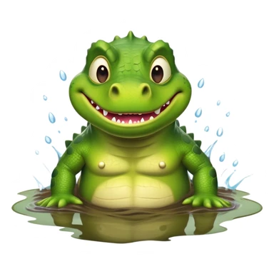A green Shrek-crocodile hybrid swimming breaststroke in a puddle sticker