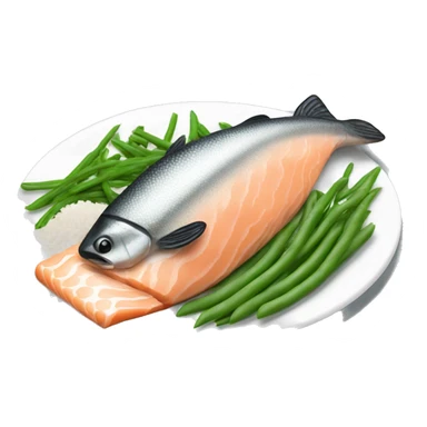 white rice salmon and green beans sticker