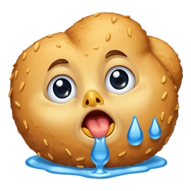 a chicken nugget crying loudly with blue tears sticker
