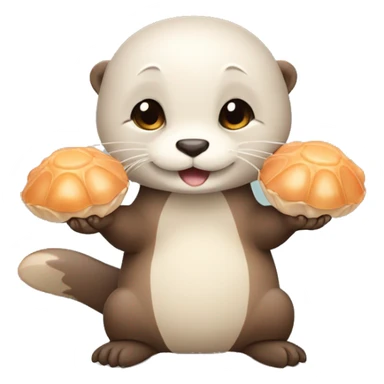 Cute Otter holding a handful of scallops sticker